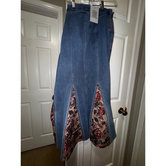 Majorelle Women's Denim Floral Maxi Skirt Unique Mermaid Style Size L - Picture 6 of 9
